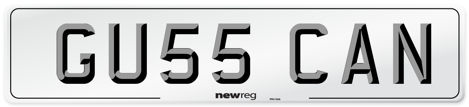 GU55 CAN Number Plate from New Reg